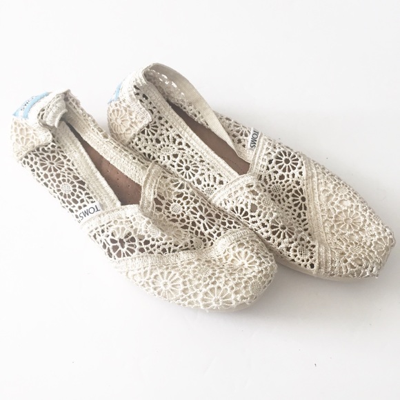 Toms | White Crochet Lace Slip Ons - Picture 3 of 5